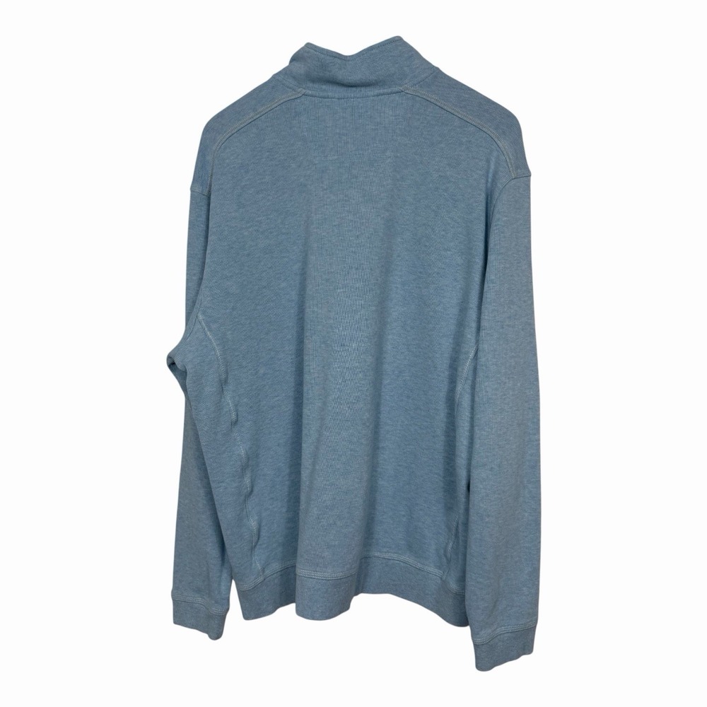 Tommy Bahama Mens XL Tall Blue Quarter Zip Pullover Sweatshirt Cotton - Picture 2 of 12